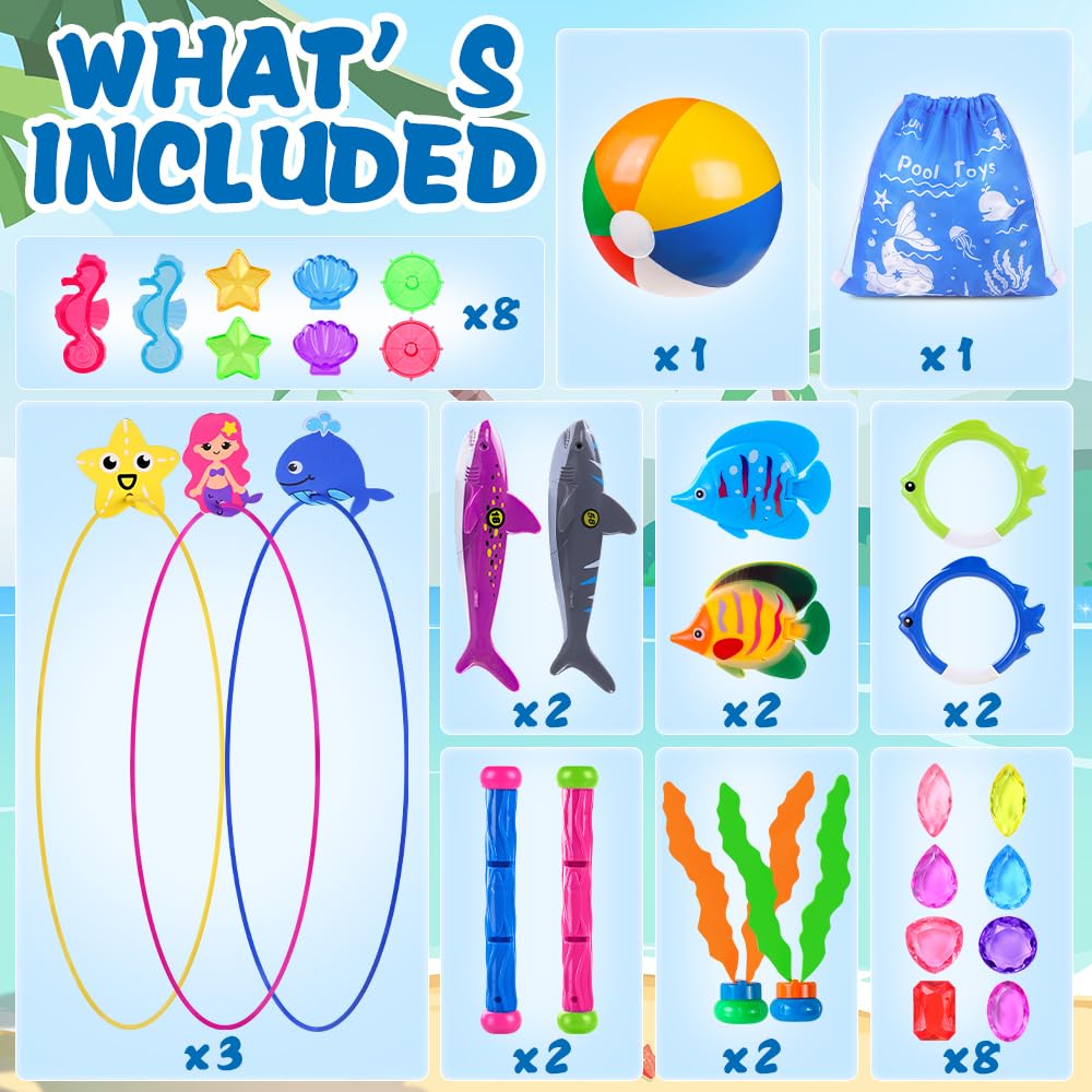 YUJUN big rings featuring starfish, mermaids, and whales for immersive water play