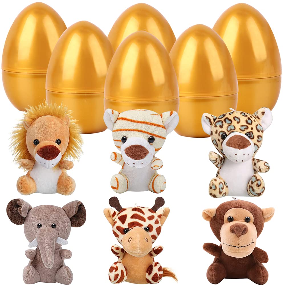 YUJUN plush tiger inside a gold Easter egg for festive fun