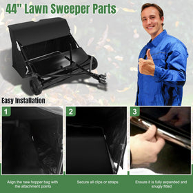 YUKGAMS easy installation image shows tool-free bag swap for quick maintenance.
