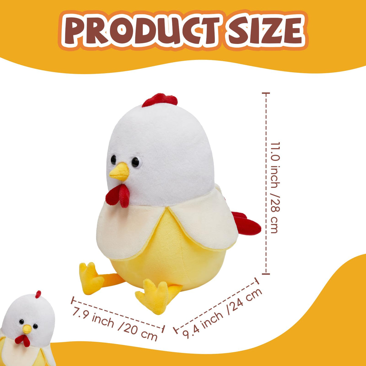 Yulefly banana-chicken plush body design for desk or shelf decor.