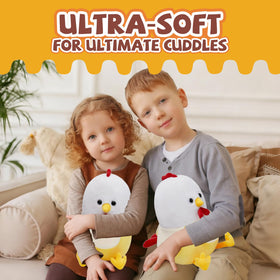 Yulefly yellow beak and comb feature bright, cheerful toy for kids.
