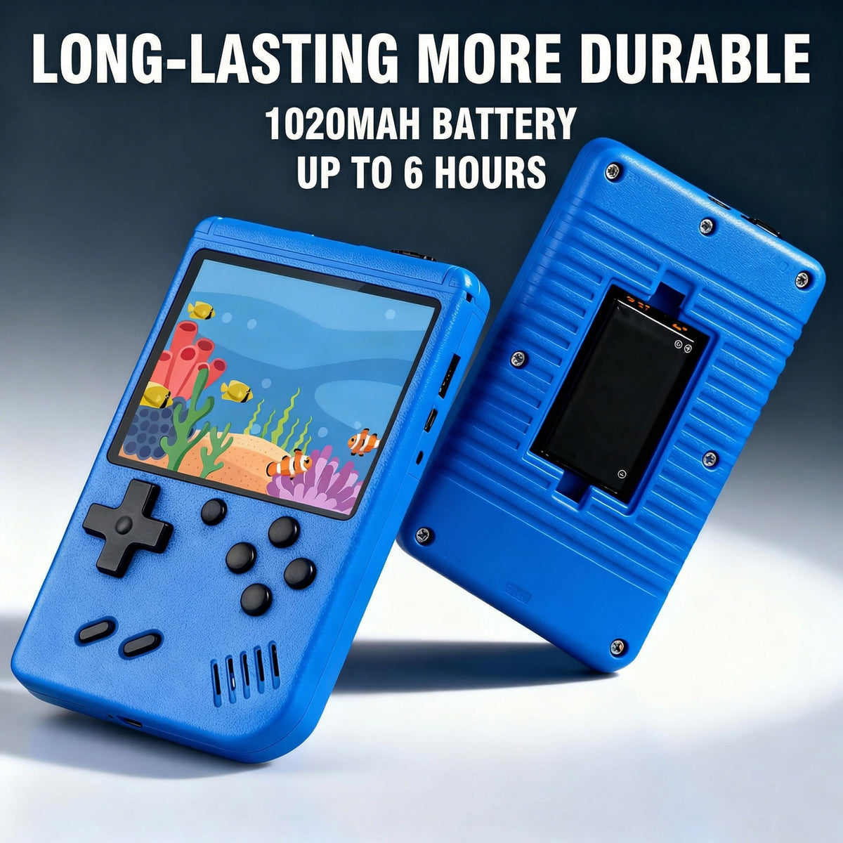 Yumsonyo Retro handheld console blue arcade joystick close-up for precise control.