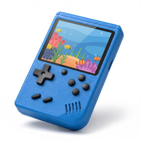 Yumsonyo Retro handheld console blue front view, compact and travel-ready for on-the-go gaming.
