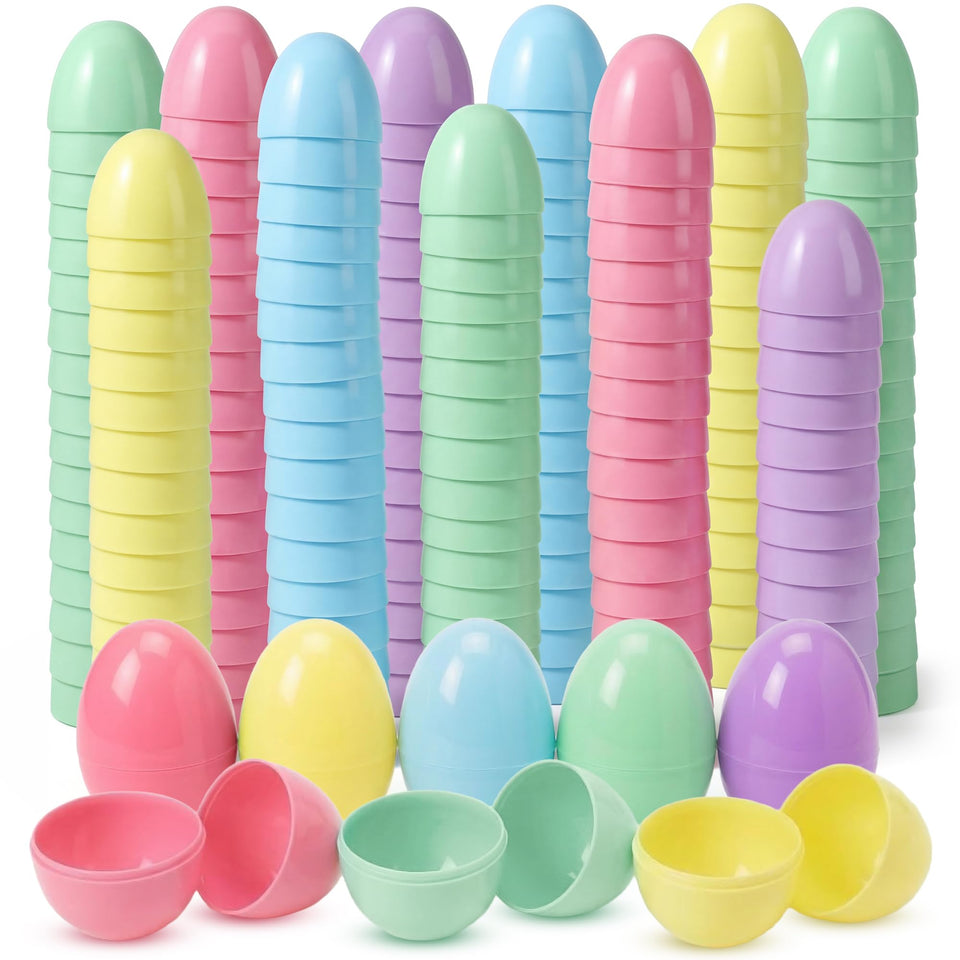 Yumzo 200-pack plastic eggs for Easter egg hunts and classroom events.