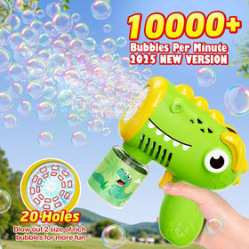 Yunaking bubble gun with 20 bubble outlet holes for rapid bubbles.