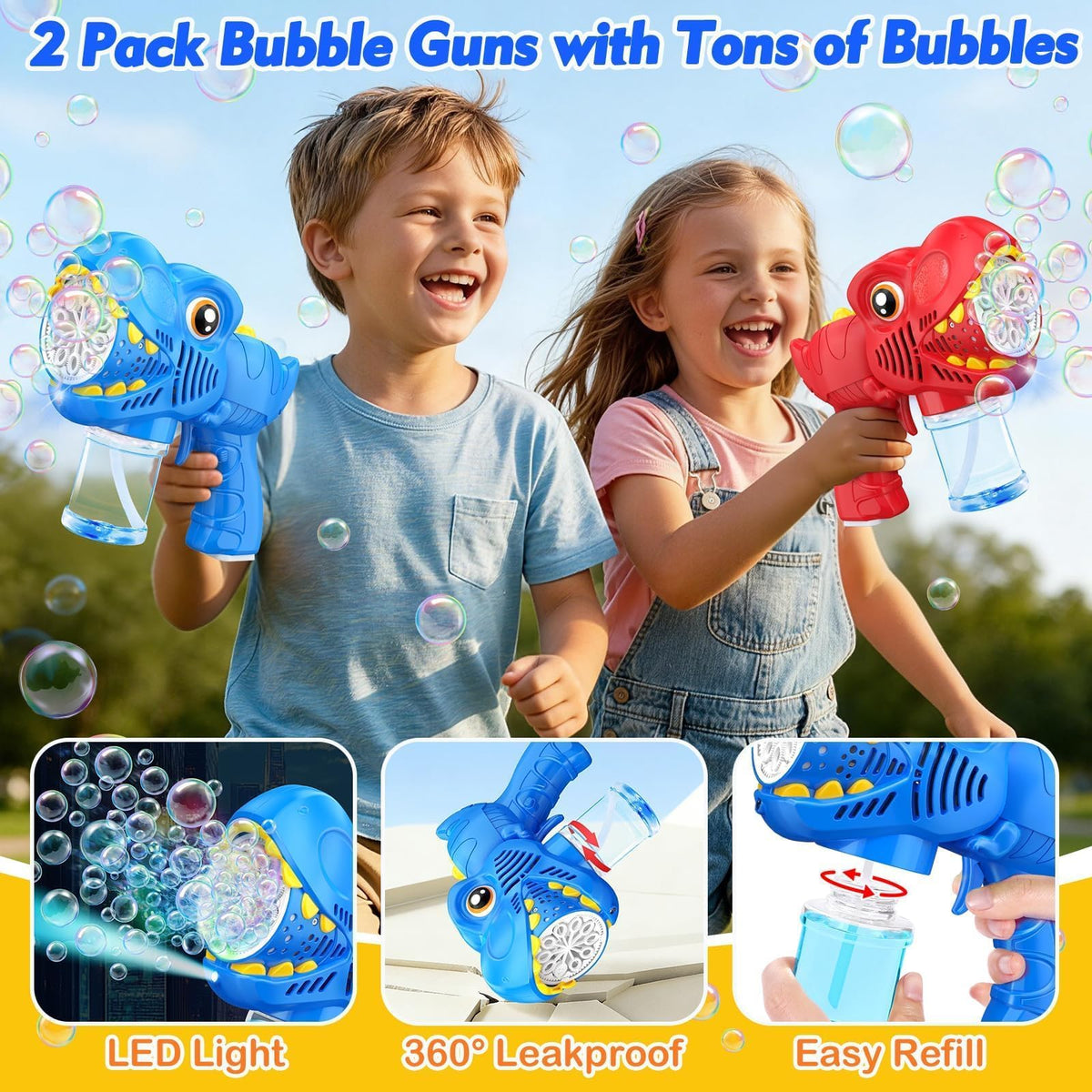 Yunaking bubble gun ergonomic design fits small hands for easy play