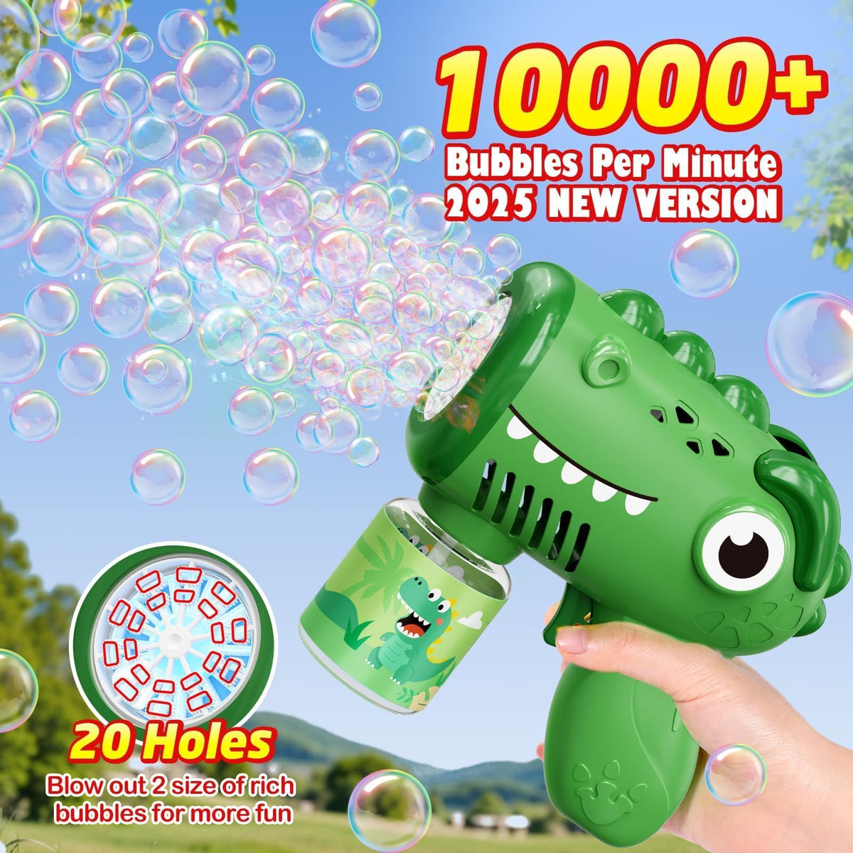 Yunaking bubble machine gun outlets powering 20 bubble streams