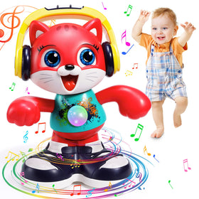 Yunaking Dancing Cat toy with lights and music engages baby and promotes crawling.