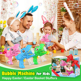 Yunaking Dinosaur Bubble Gun 3-pack packaging and contents.