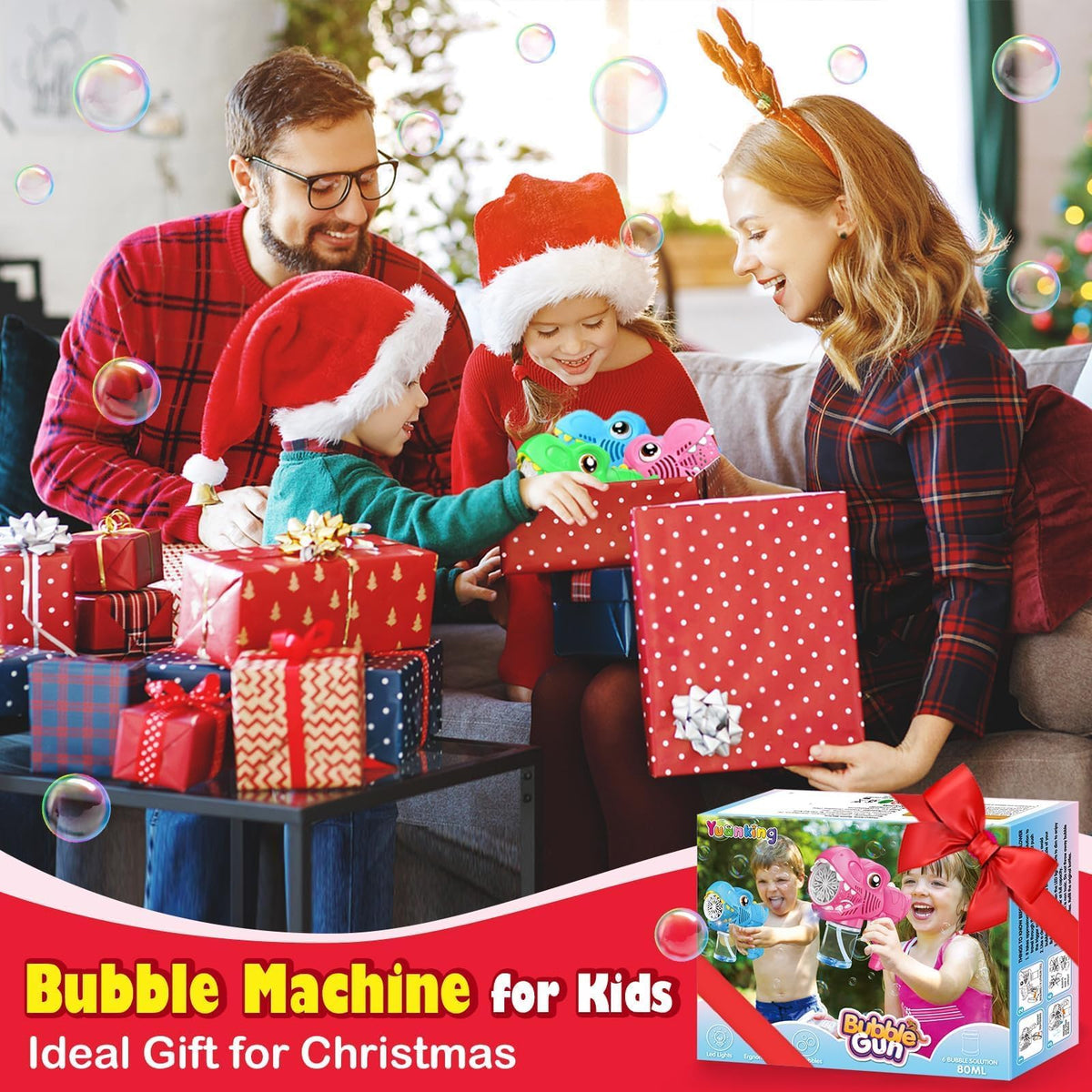 Yunaking Dinosaur Bubble Gun triple-pack boosts party fun.