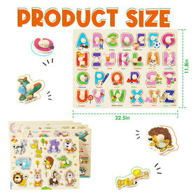 YUNCHY animal peg puzzle helps memory and animal name recognition.