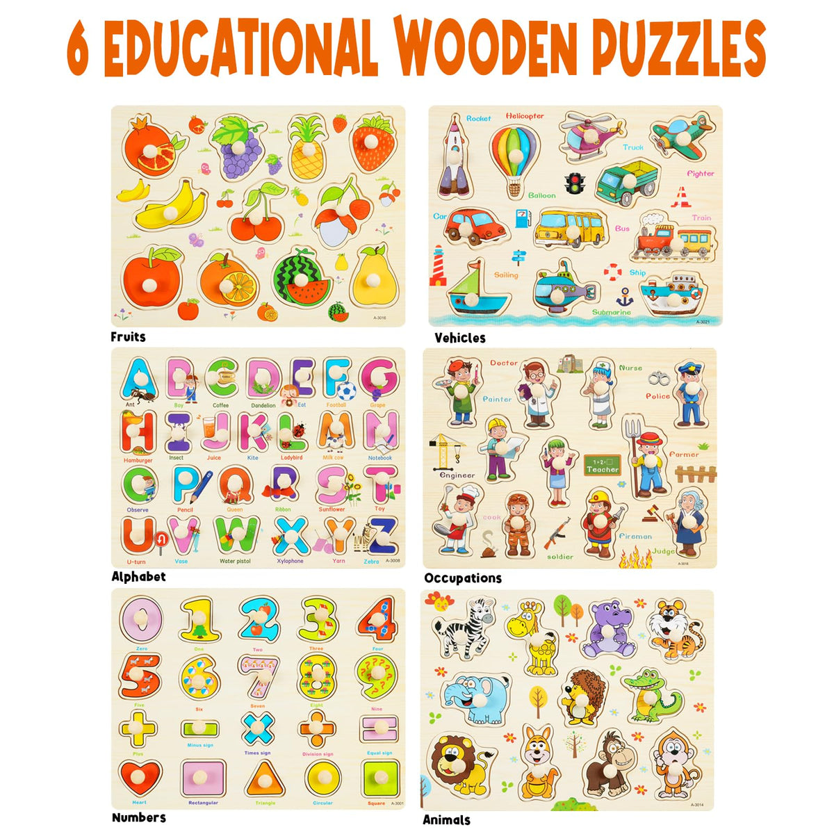 YUNCHY number peg puzzle supports early numeracy and precise hand movements.