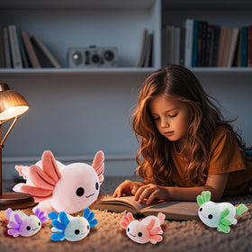 YUNCOL Axolotl baby green plush, cheerful friend for school bags.