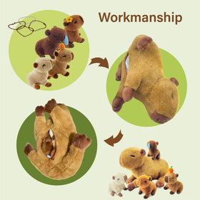 YUNCOL Capybara family collection plush decorates backpacks with playful charm