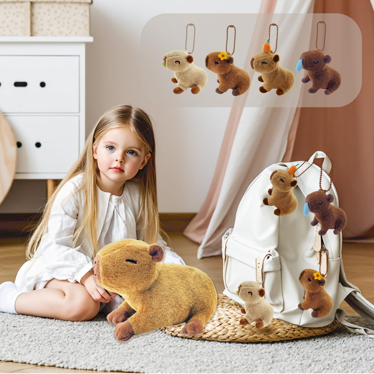 YUNCOL Capybara plush pendants with lanyards for bag decorations