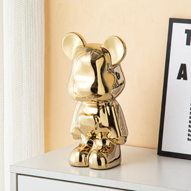 Yundu ceramic piggy bank with gold love bear for kids' savings and decor