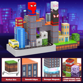 YUNGOWN 1-inch cubes arranged to form cityscape-inspired builds