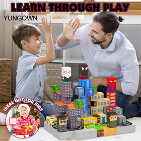YUNGOWN blocks compatible with other magnetic sets for expanded building options