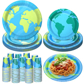 Yungyan Earth Day 7-inch plates with map design for easy cleanup after gatherings.