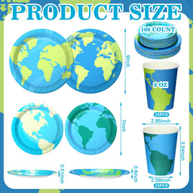 Yungyan Earth Day 9-inch plates with globe motif for generous servings.