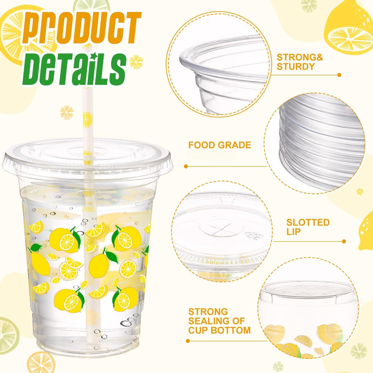 Yungyan plastic cups with lids for safe, convenient serving of hot or cold drinks