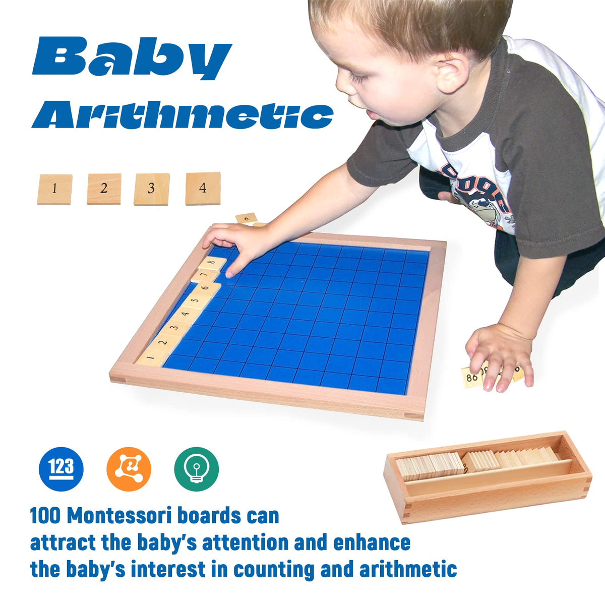 Wooden storage box keeps blocks organized after play