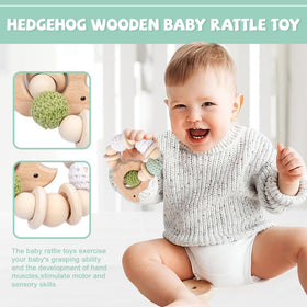 YunHe XinQiao bear wooden rattle inspires gentle shaking and musical moments.