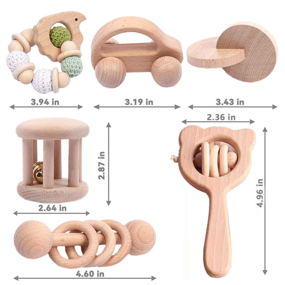 YunHe XinQiao wooden grip toy provides safe textures for early teething exploration.