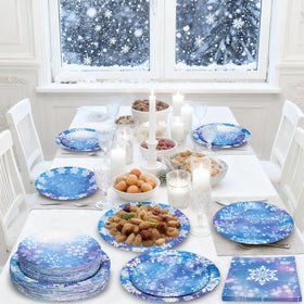 yunhuatdm snowflake design on blue backdrop adds festive atmosphere