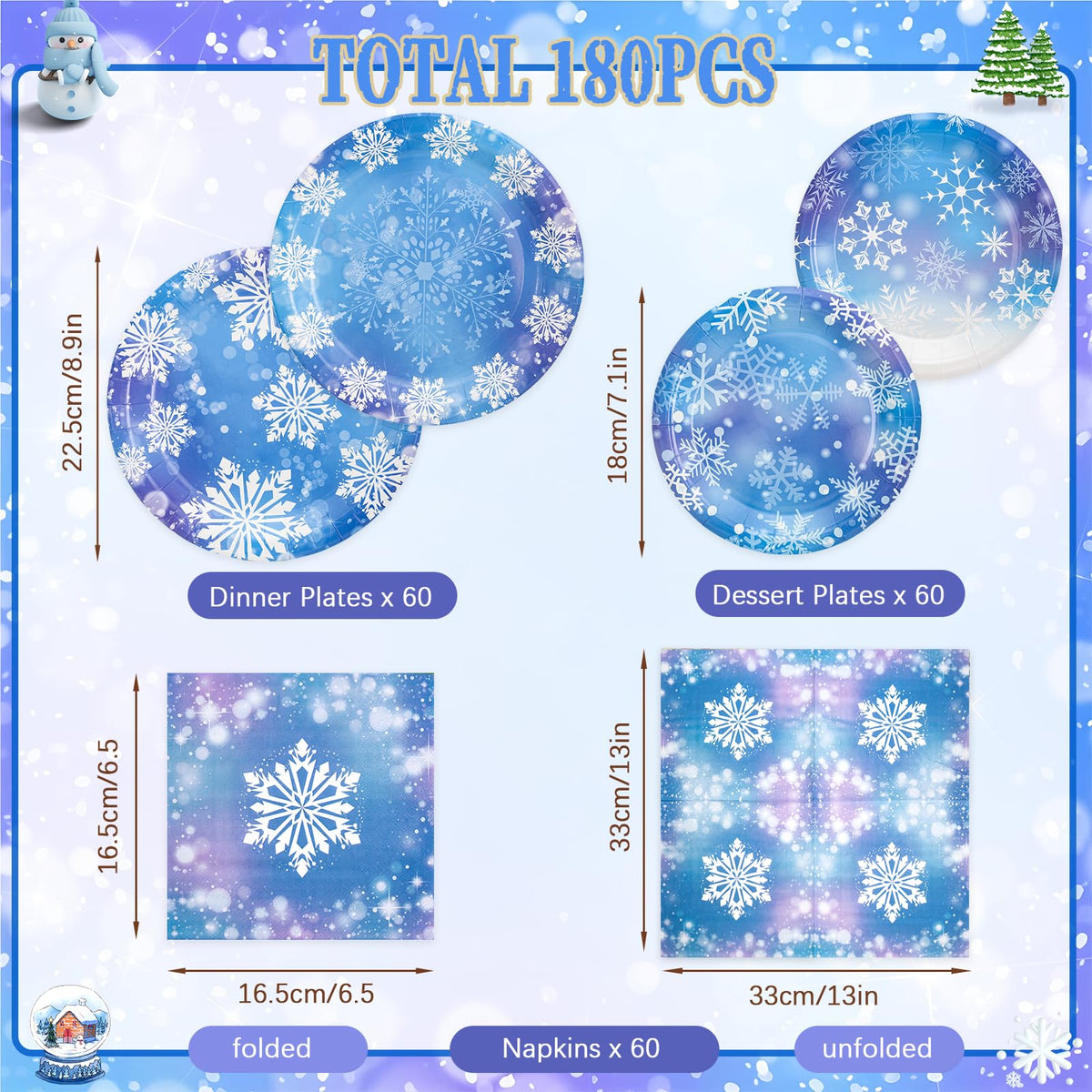 yunhuatdm winter snowflake dessert plates in blue-purple palette for quick servings