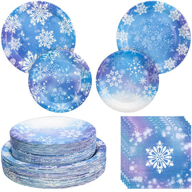 yunhuatdm winter snowflake dinner plates in blue and purple for sturdy holiday meals