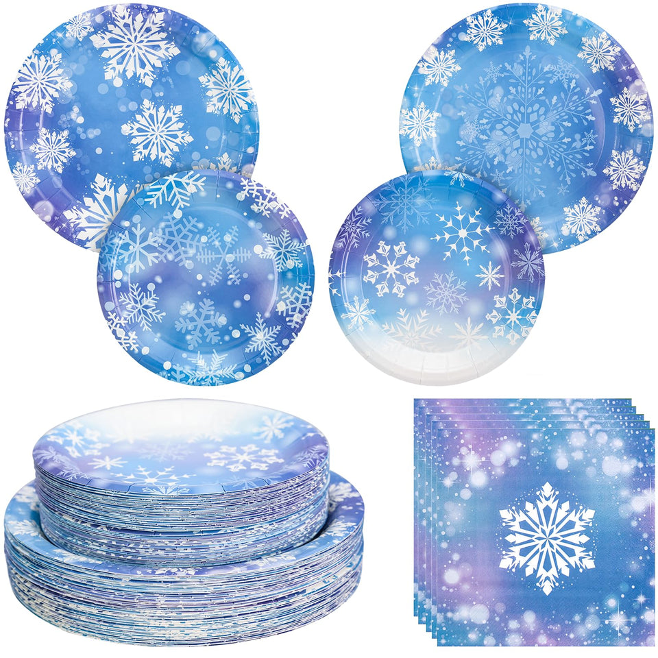 yunhuatdm winter snowflake dinner plates in blue and purple for sturdy holiday meals