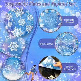 yunhuatdm winter snowflake napkins 60-pack, soft and absorbent