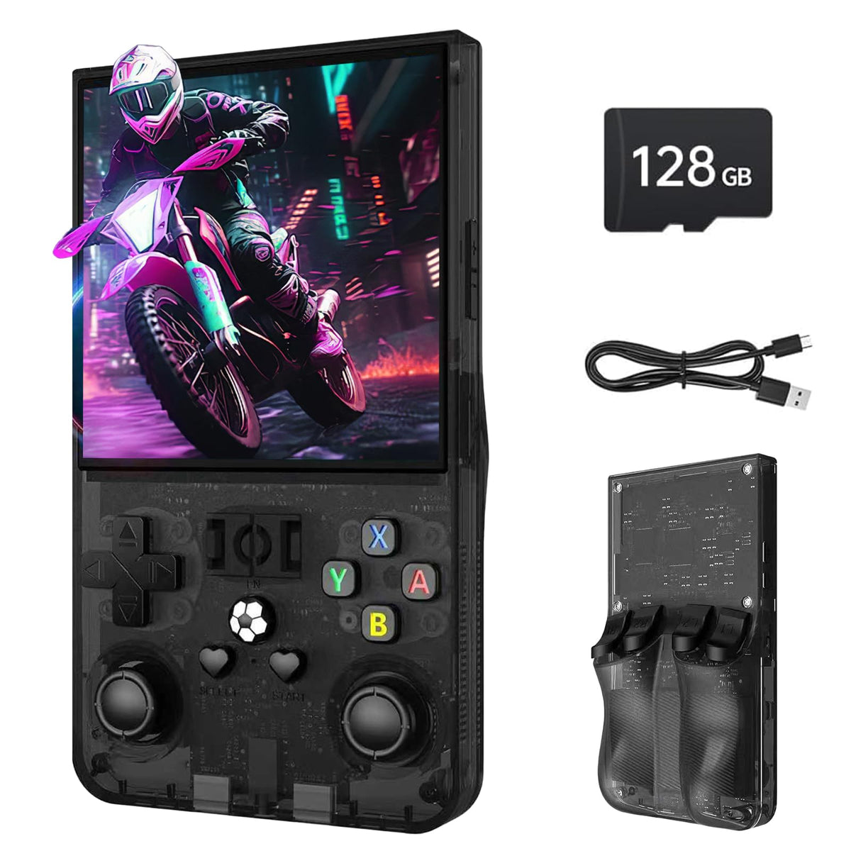 YunLone R36MAX front view shows compact handheld design for on-the-go gaming