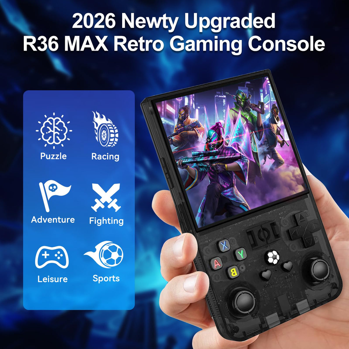 YunLone R36MAX 4.0-inch IPS display with crisp retro visuals