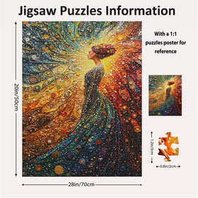 Yunlus Woman in Meditation assembled 1000pc puzzle shows vibrant colors and serenity