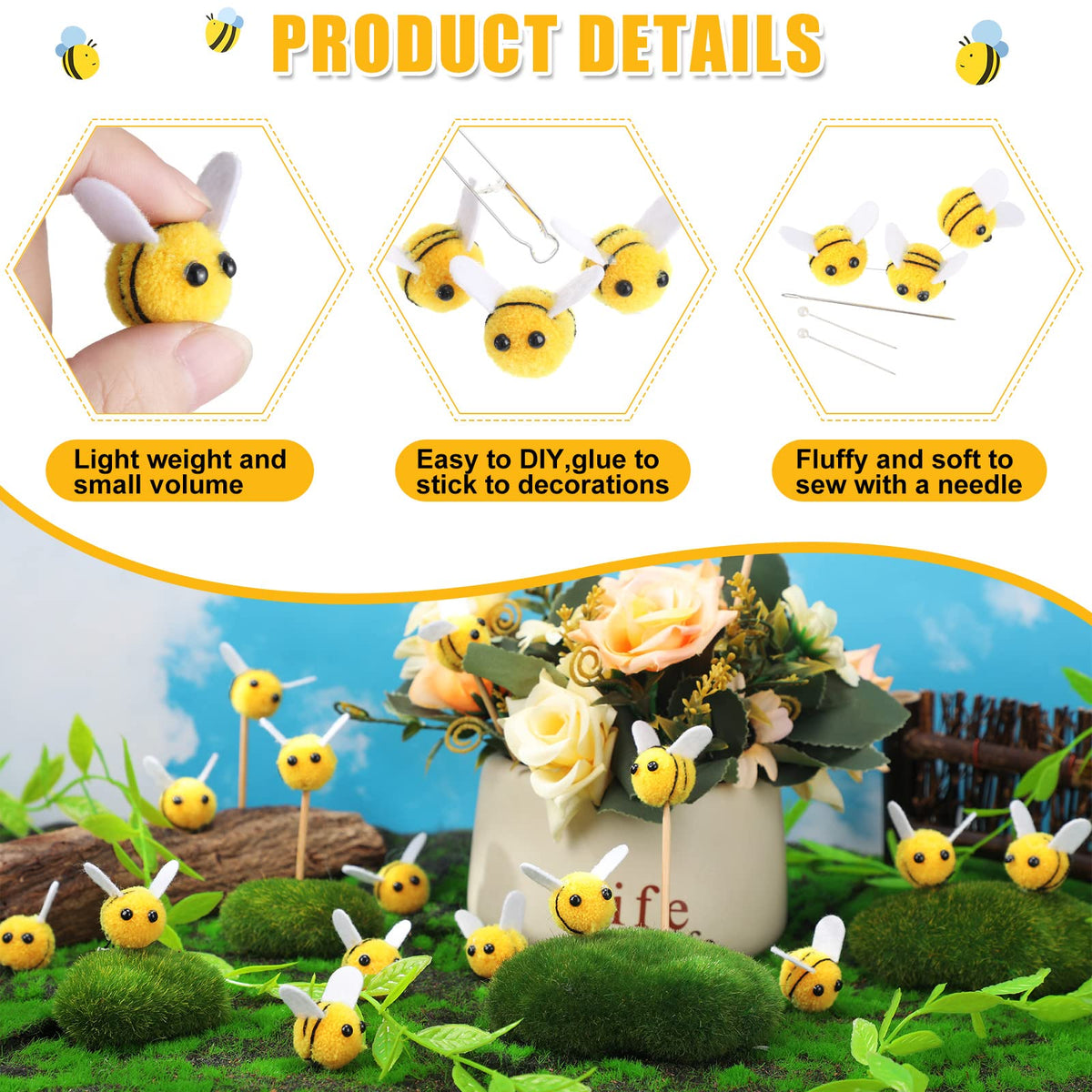 Yunsailing bee felts for baby showers great gender reveal decoration ideas.