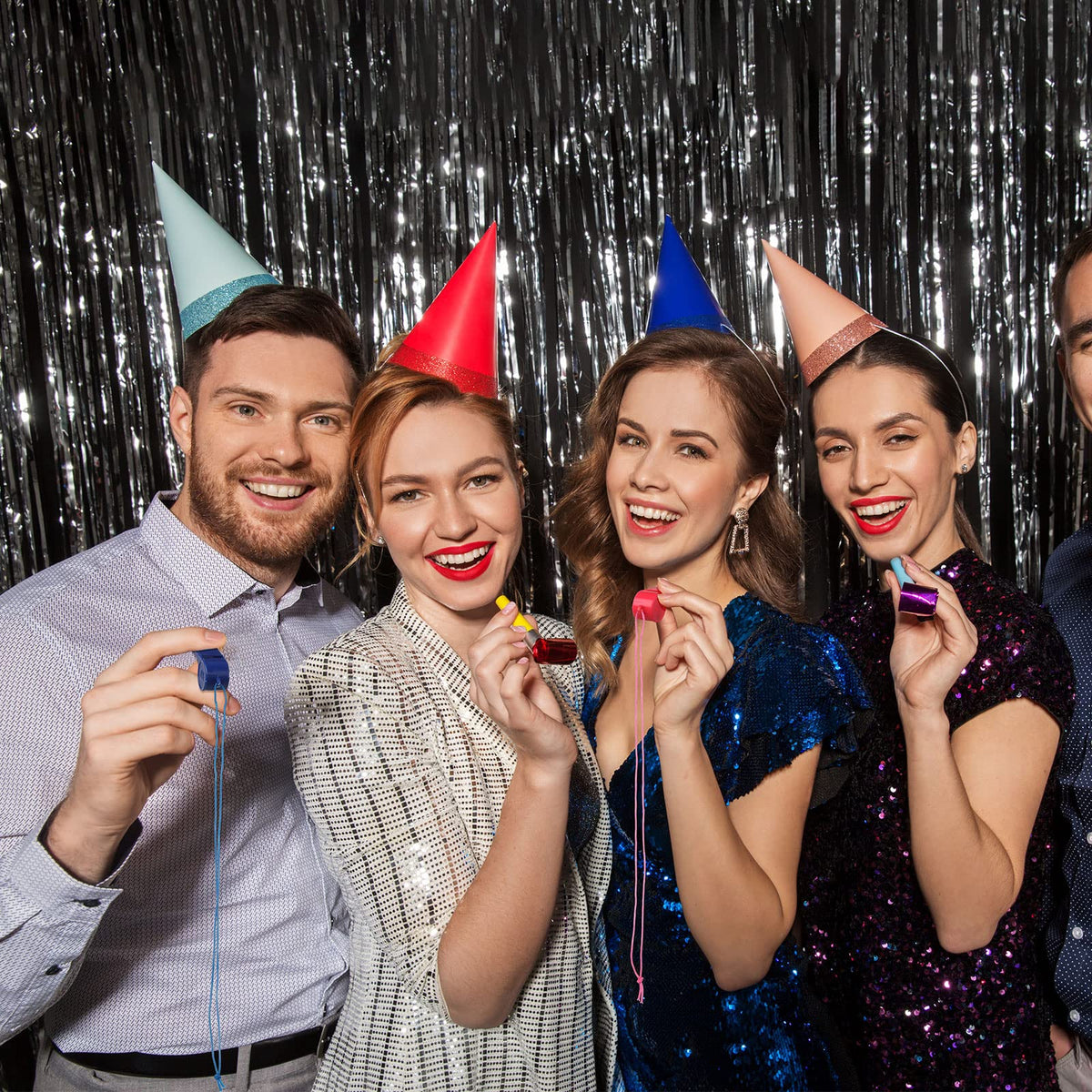 Yunsailing glitter fringe noise makers add sparkly flair to parties.
