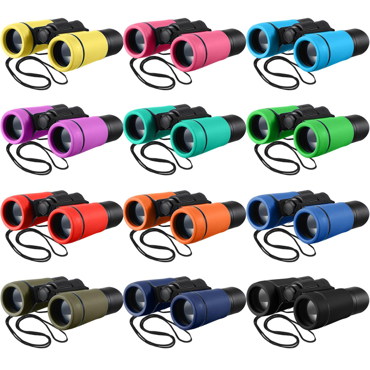 Yunsailing 12-pack kids binoculars with a canvas bag for classroom and group activities.