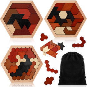 Yunsailing large hexagon tangram puzzle wood pieces inspire creative problem solving
