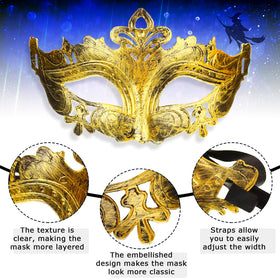 Yunsailing gold masquerade mask style 3 delivers lightweight comfort for long events.