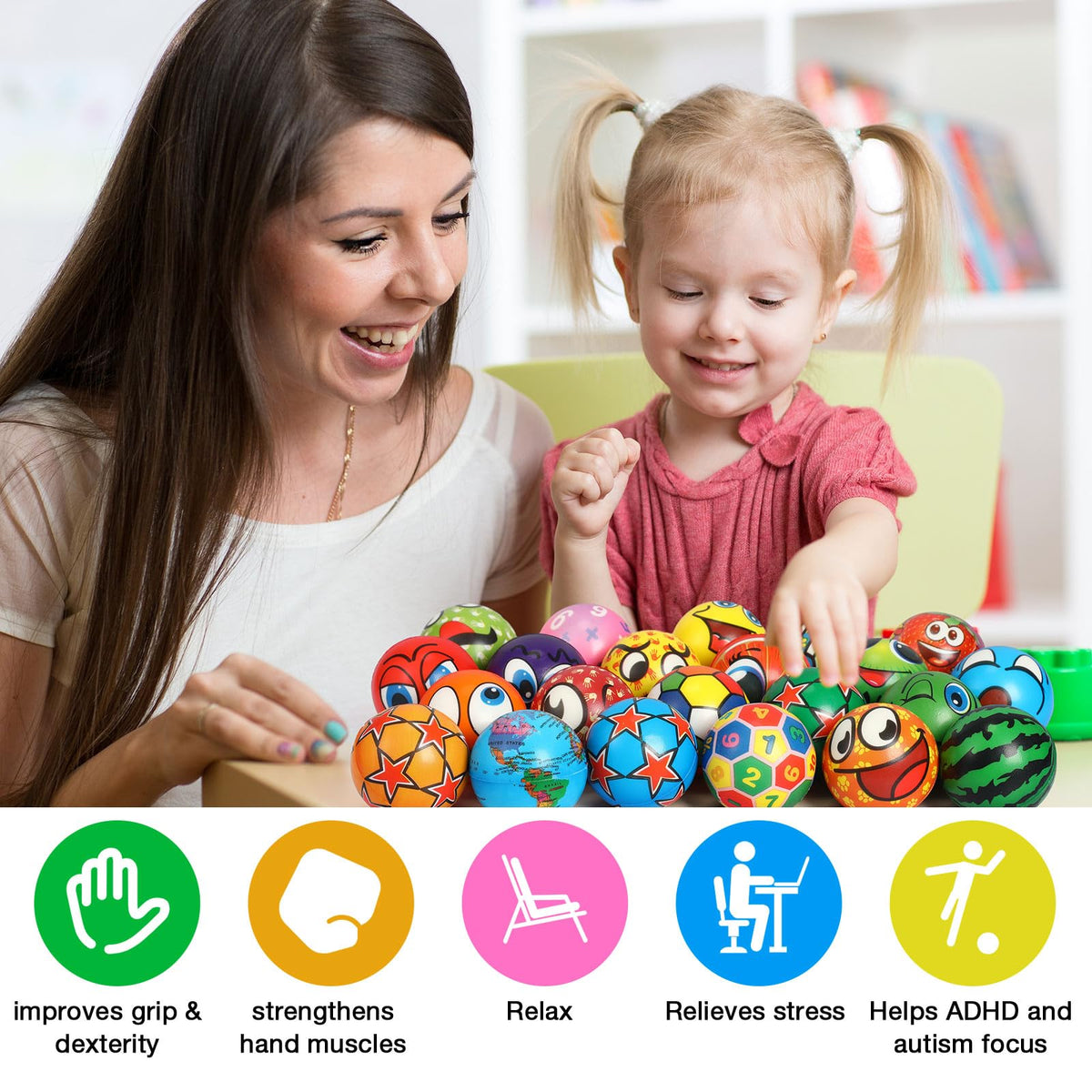 Yunsailing portable 2-4in stress balls ideal for classroom and travel