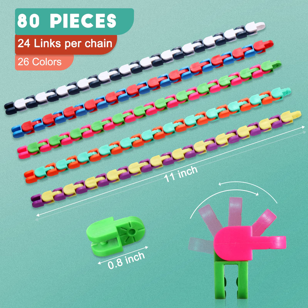 Yunsailing Wacky Tracks 24-link snake set inspires creativity and fine motor practice.