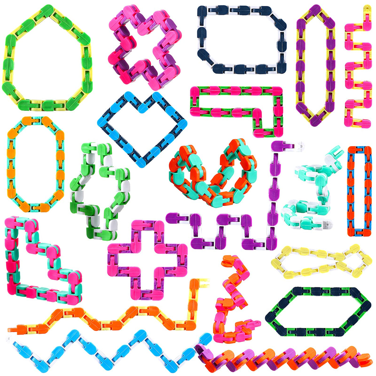 Yunsailing Wacky Tracks snake chain toy in bright colors for stress relief.