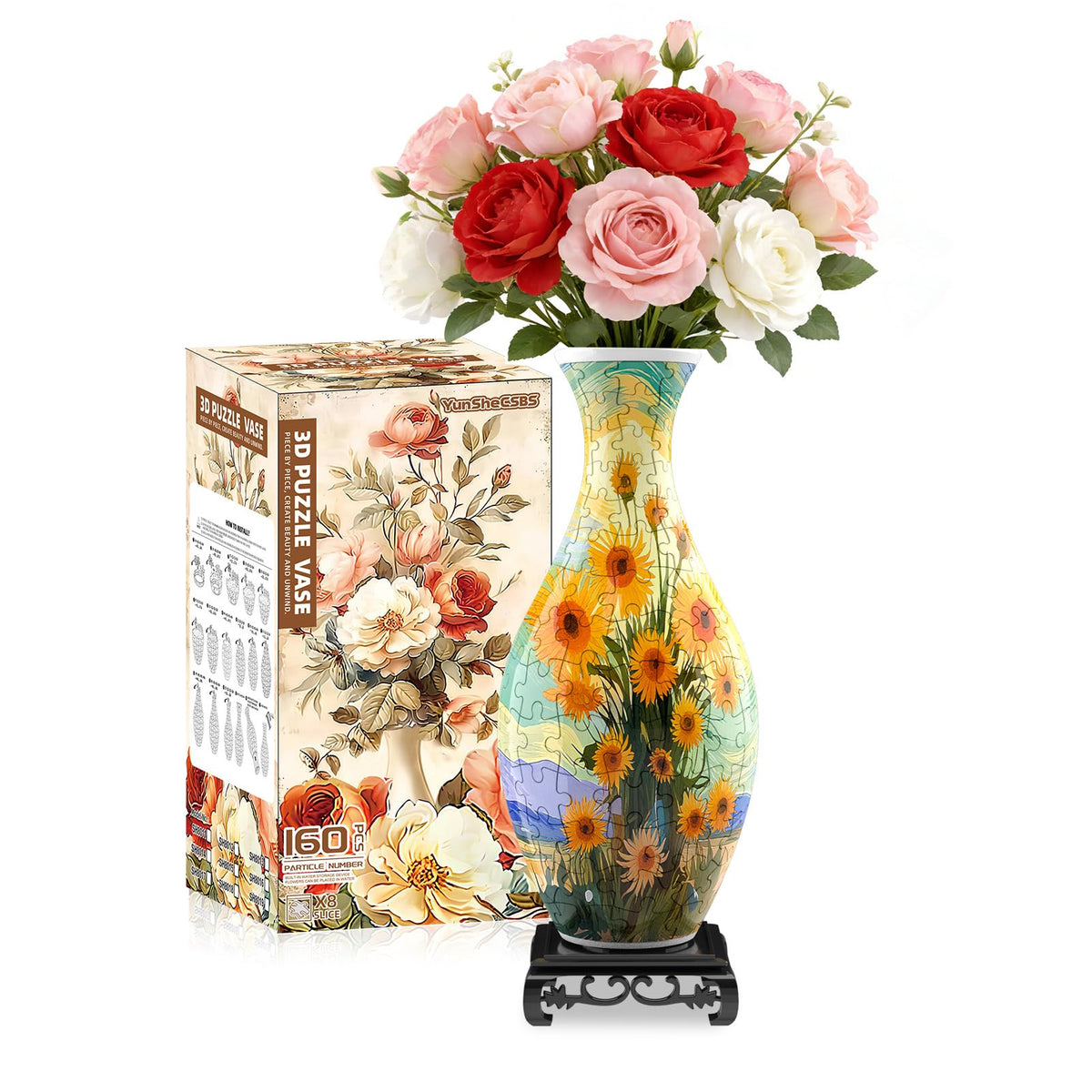 LED light provides a soft evening glow around the YunSheCSBS vase.