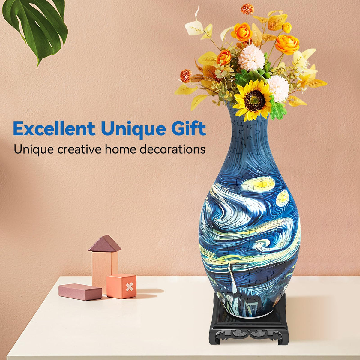 YunSheCSBS puzzle vase removable water cup enables real or artificial flowers.