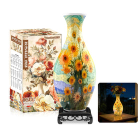 YunSheCSBS sunflowers 3D puzzle vase with LED light for ambient room decor.