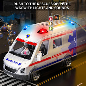 YunWings ambulance toy doors open and close for interactive scenes