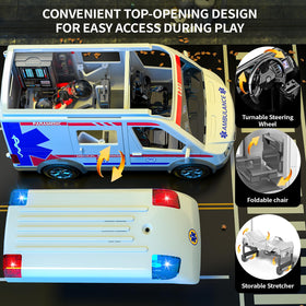 YunWings ambulance toy includes driver and doctors for imaginative rescues