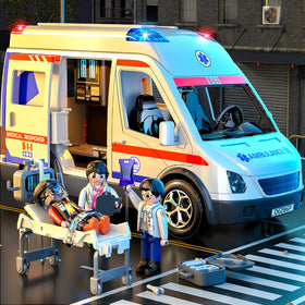 YunWings ambulance toy with flashing lights and sirens for immersive pretend emergencies